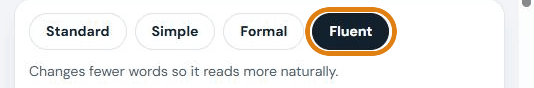 The Standard, Simple, Formal and Fluent style buttons with Fluent selected