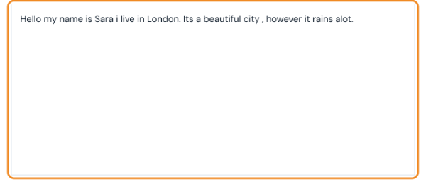 Punctuation checker text box with an unpunctuated sentence about living in London