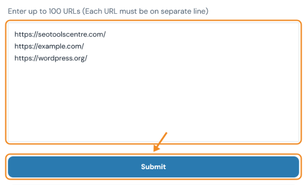 Server status checker with three website addresses pasted one per line