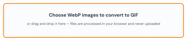 WebP to GIF converter upload box