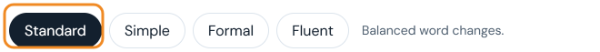 Standard, Simple, Formal and Fluent style buttons with Standard selected